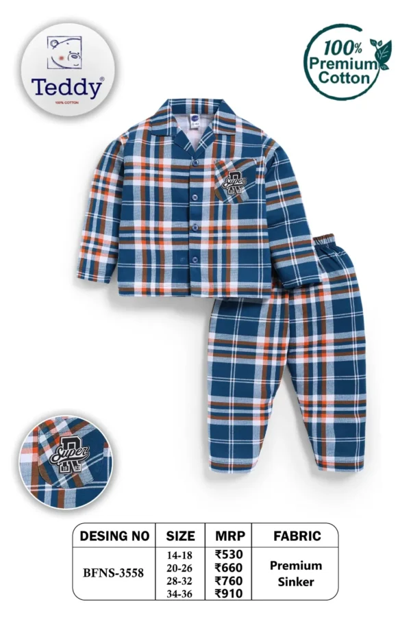 Teddy Boys BFNS-3558 Checked Cotton Night Suit