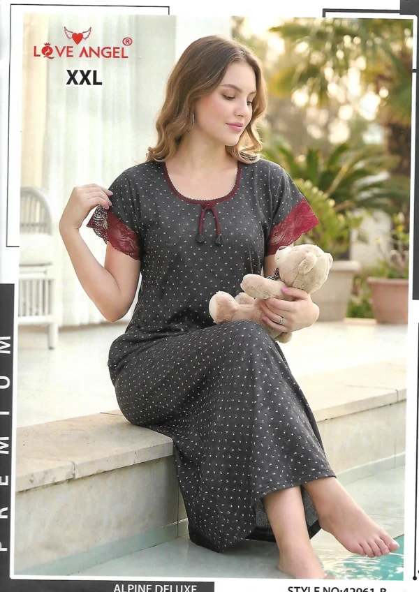 Love Angel 42961B Printed Nightdress - Grey