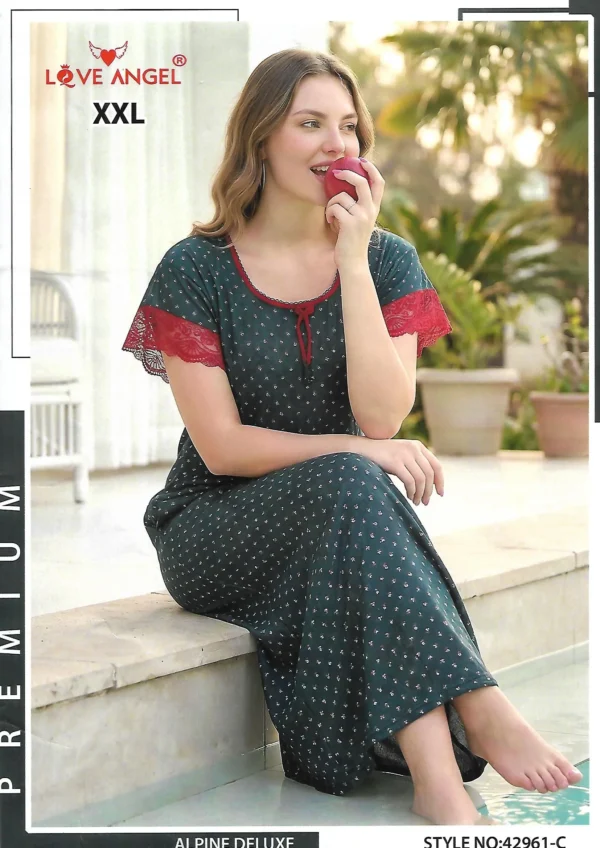 LA-42961C-XL-BL-880 Love Angel 42961C Printed Nightdress - Blue
