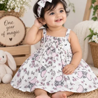Boon Kids – Muslin Cotton Frock Elephant