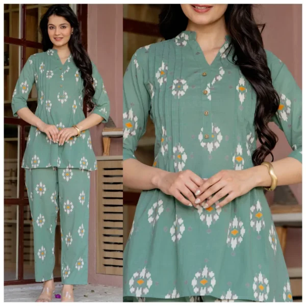 4 Sage Green Floral Cotton Co-Ord Set – Pattern 4
