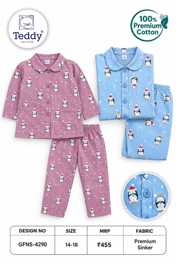 4290-Lavender-14-18 Teddy Girls Night Suit – Design 4290