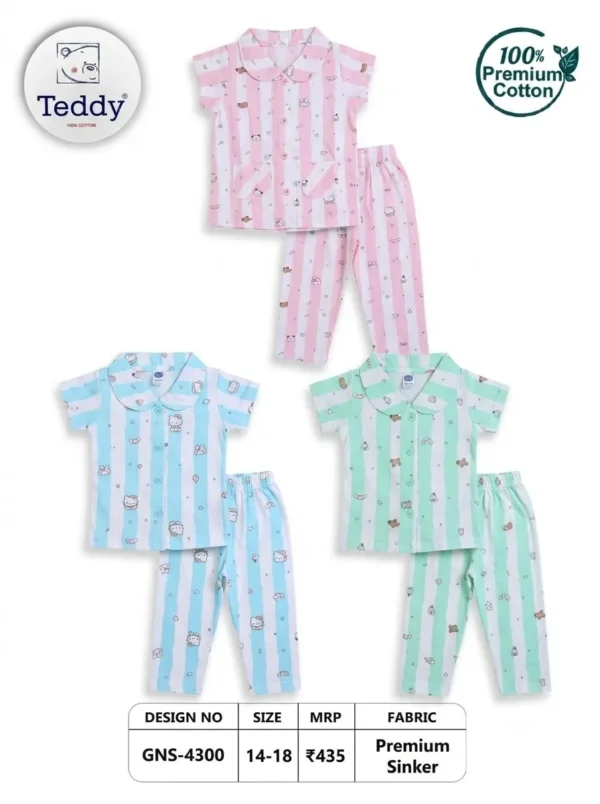 4300-blue-14-16-18 Teddy Girls Night Suit – Design 4300