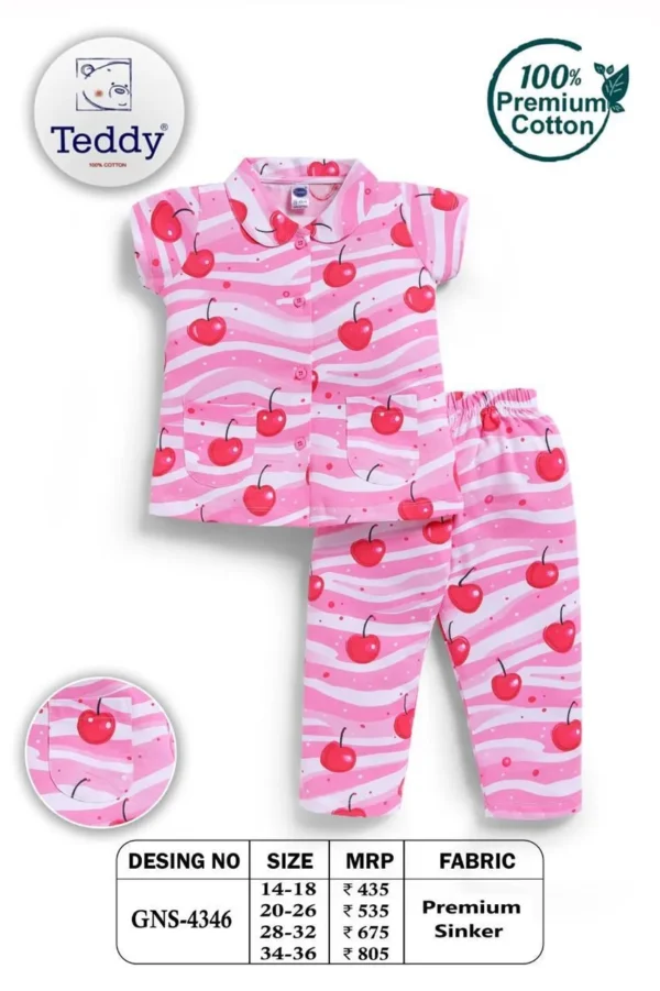 4346-pink-28-30-32 Teddy Girls Night Suit – Design 4346