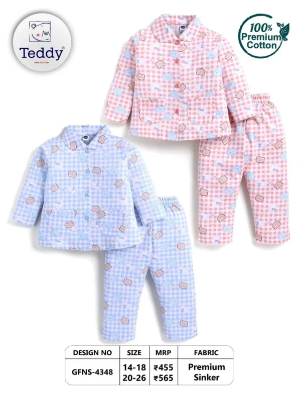 4348-blue-14-18 Teddy Girls Night Suit – Design 4348