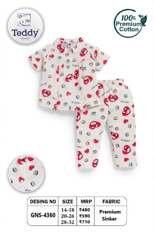 4360-white-14-16 Teddy Girls Night Suit – Design 4360