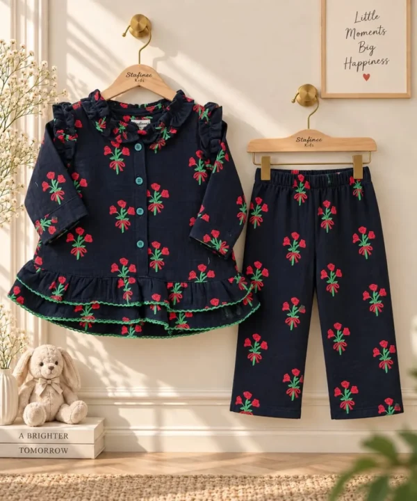 KKG Black Muslin Frock Set