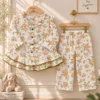 KKG-ORG-Muslin frock set-6m-3yrs-599-2 KKG Orange Muslin Frock Set