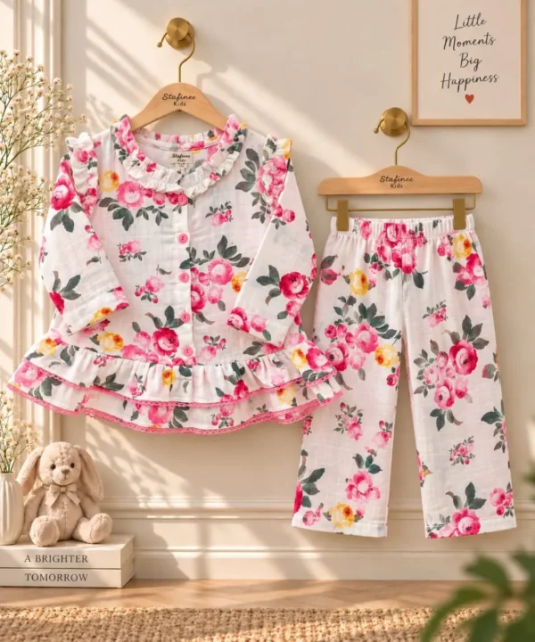 KKG Pink Muslin Frock Set