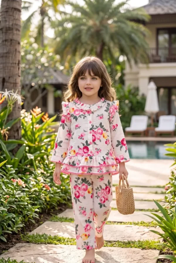 KKG Pink Muslin Frock Set