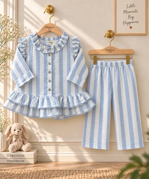 KKG Stripes Muslin Frock Set