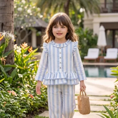 KKG-STR-Muslin frock set-6m-3yrs-599 KKG Stripes Muslin Frock Set