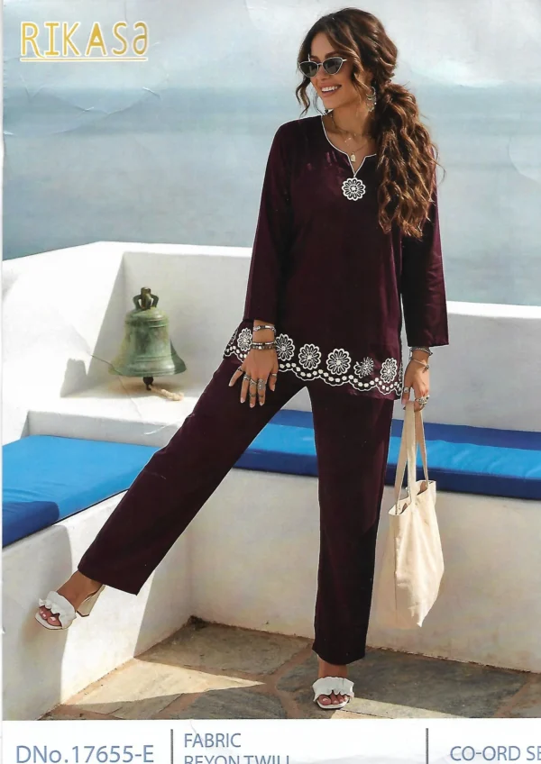 Maroon-xl,l Rikasa Co-Ord Set - Maroon