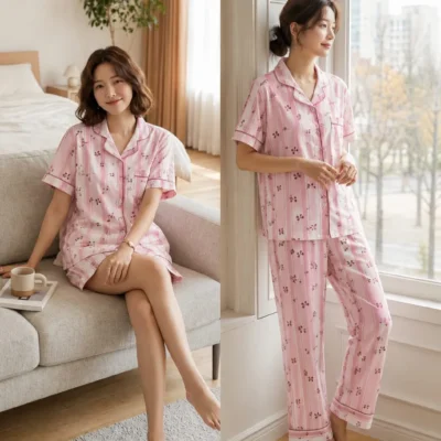 STRIPES CLOVER-2-XXL-744 Swasa Signatures Korean 3 Piece Night Suit – Stripes Clover
