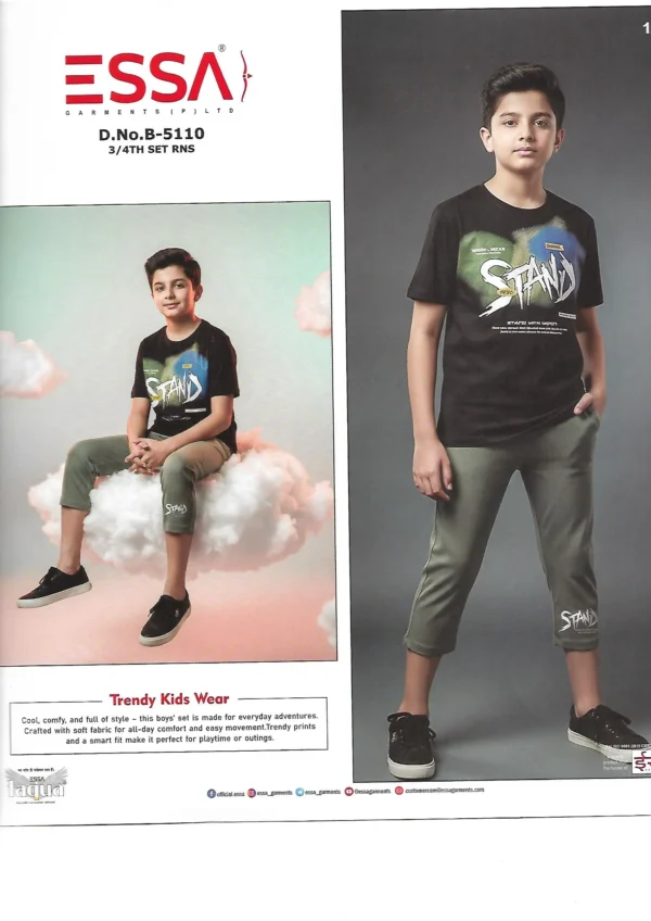 Scan_0082 ESSA Boys B-5110 T-Shirt and Pants Set - Pattern 1