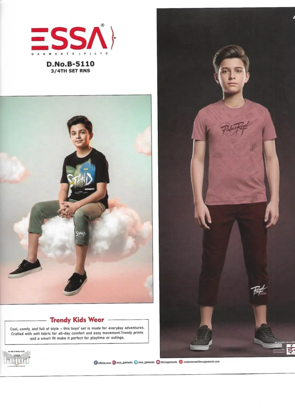 Scan_0085 ESSA Boys B-5110 T-Shirt and Pants Set - Pattern 4
