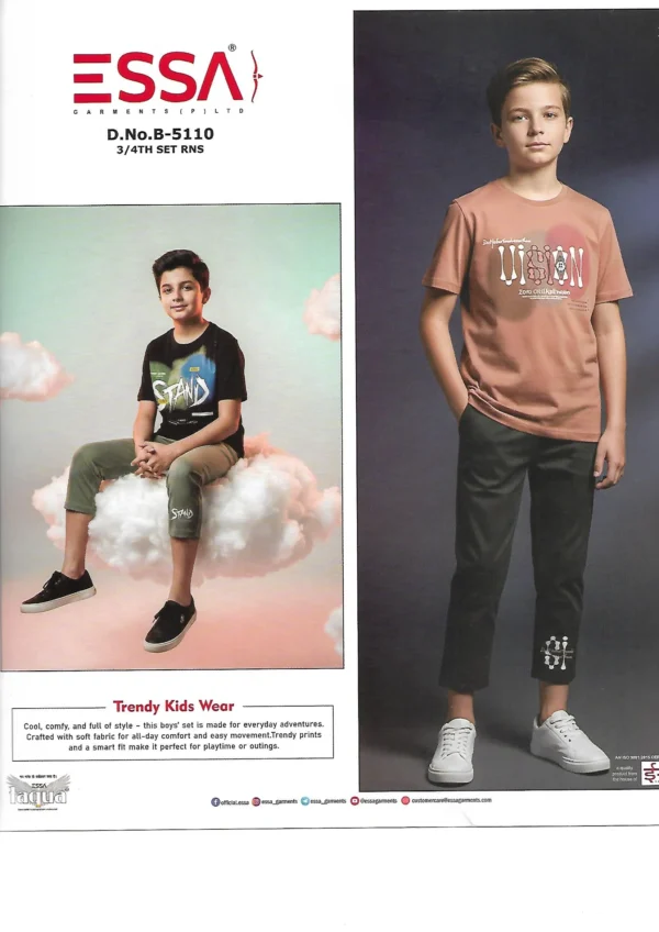 Scan_0086 ESSA Boys B-5110 T-Shirt and Pants Set - Pattern 5