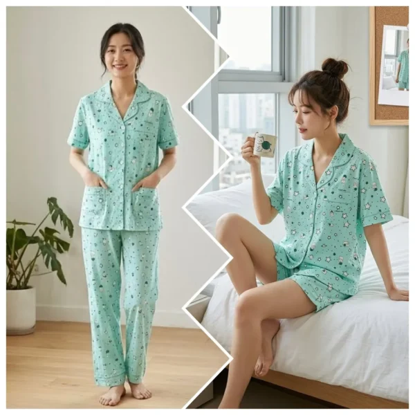 Stars-L,2-Xl, XXL, 3XL-699 Swasa Signatures Korean 3 Piece Night Suit – Stars Print